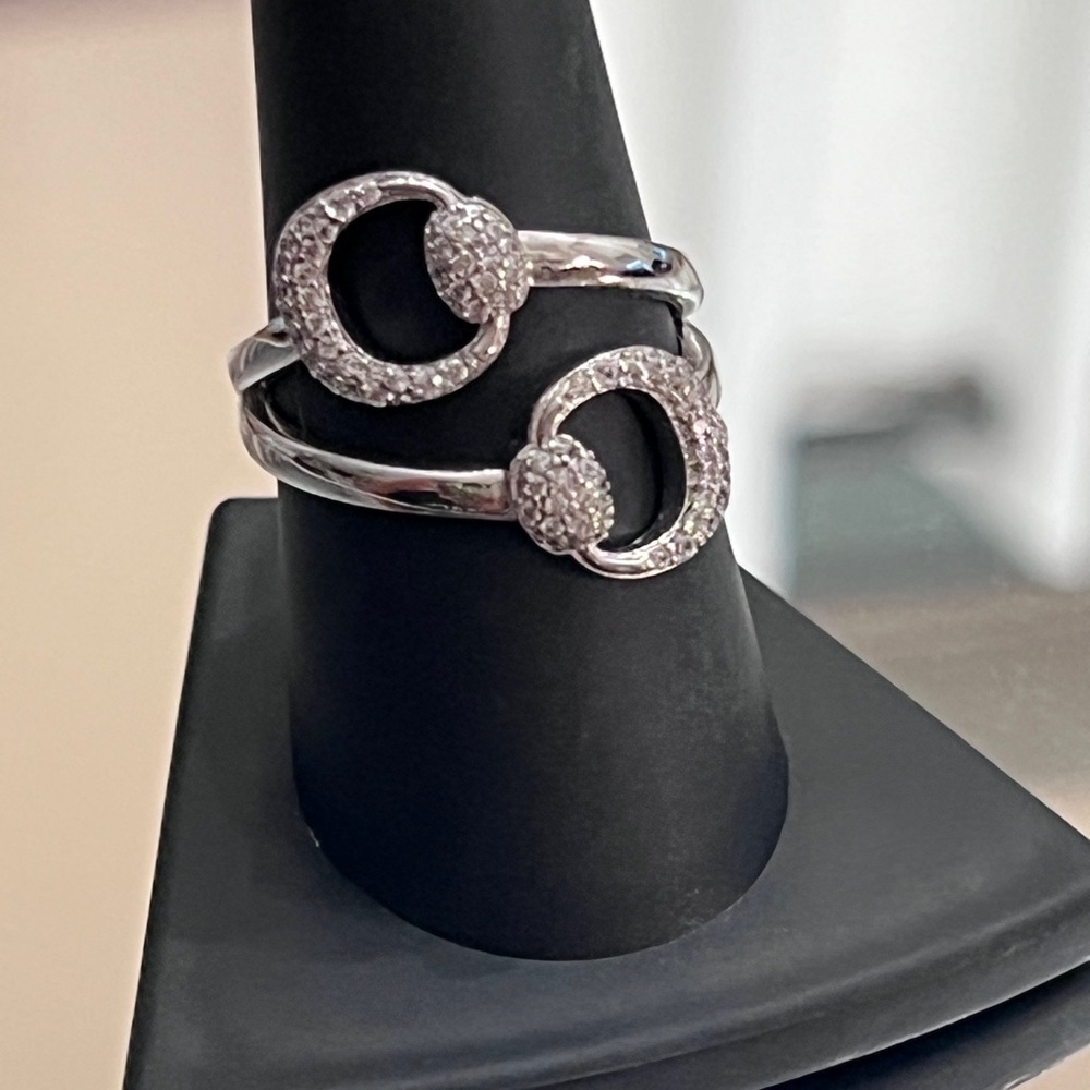 Horse-bit Silver CZ  Band Ring - Women Jewelry